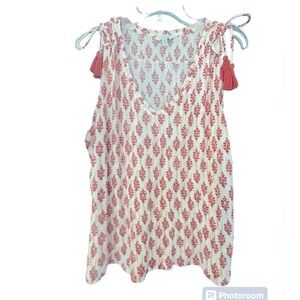 Lucky brand sleeveless top with tassel ties on shoulders
